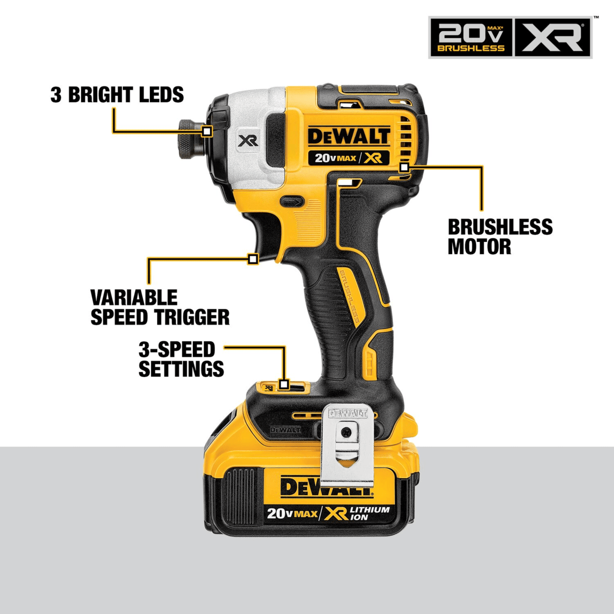 DEWALT 20V MAX XR 3-Speed Impact Driver Kit, 1/4"