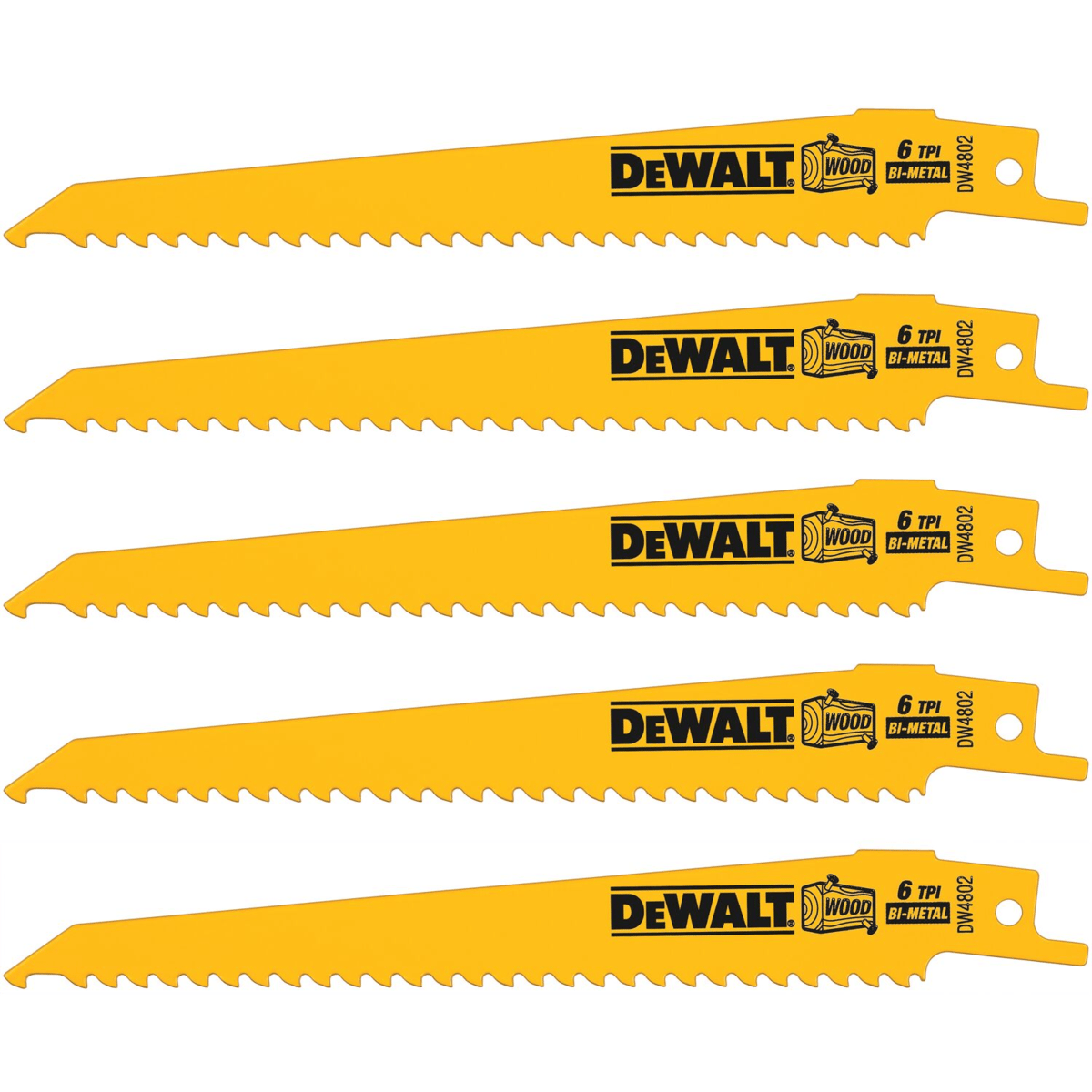 DEWALT 6 TPI Blades for Wood Applications, 6", Pack of 5