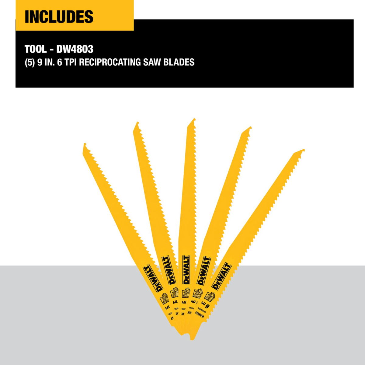 DEWALT 6 TPI Blades for Wood Applications, 9", Pack of 5