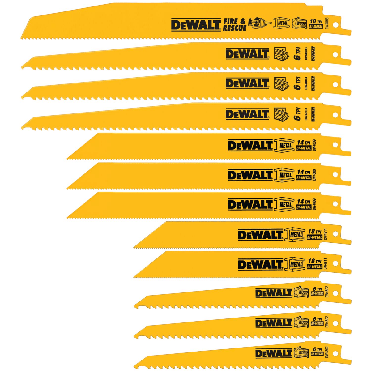 DEWALT 12-Piece Bi-Metal Reciprocating Saw Blade Set w/ Telescoping Case