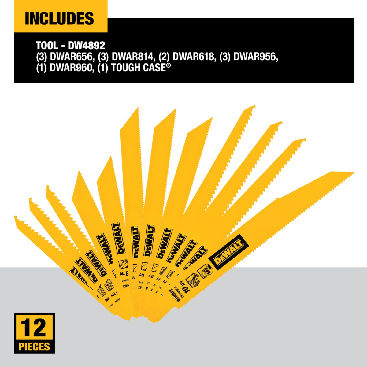 DEWALT 12-Piece Bi-Metal Reciprocating Saw Blade Set w/ Telescoping Case