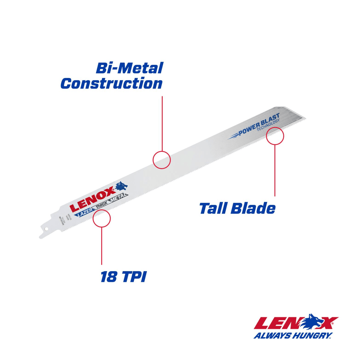 LENOX Bi-Metal Cutting Reciprocating Saw Blade, 12", 18 TPI, 25/Pack