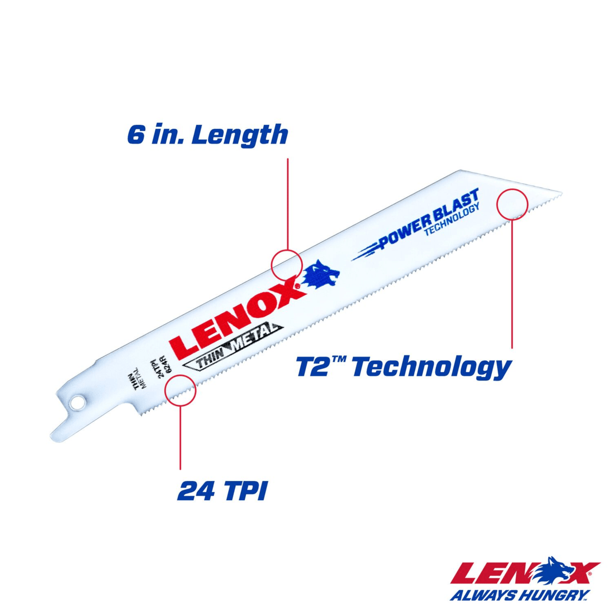 LENOX Bi-Metal Cutting Reciprocating Saw Blades, 6", 24 TPI, 25/Pack