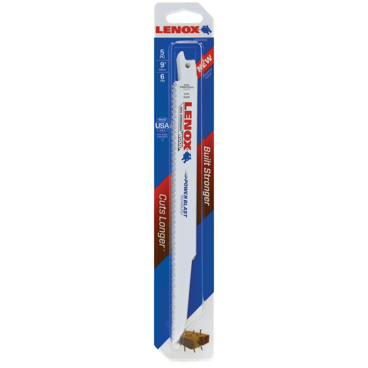 LENOX Bi-Metal Cutting Reciprocating Saw Blade, 9", 6 TPI, 5/Pack