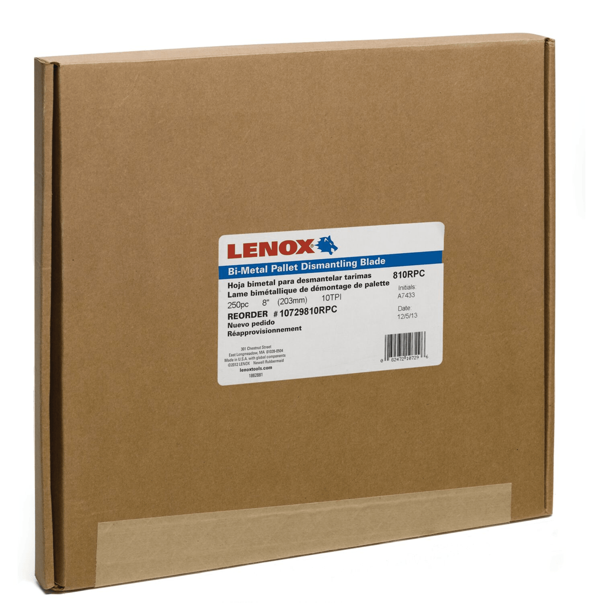 LENOX Pallet Dismantling Reciprocating Saw Blade, 8", 10 TPI, 250/Pack