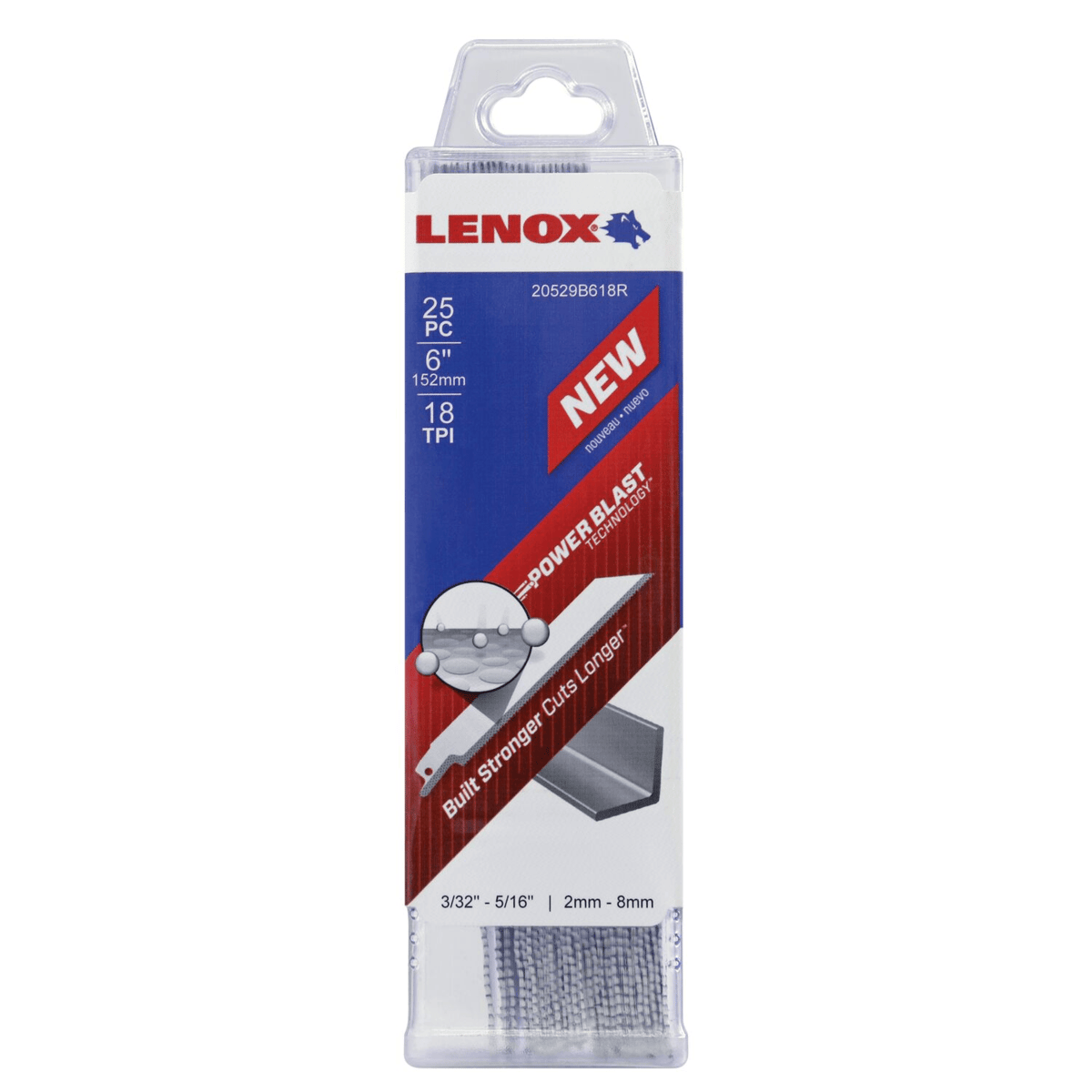 LENOX Bi-Metal Cutting Reciprocating Saw Blade, 6", 18 TPI, 25/Pack