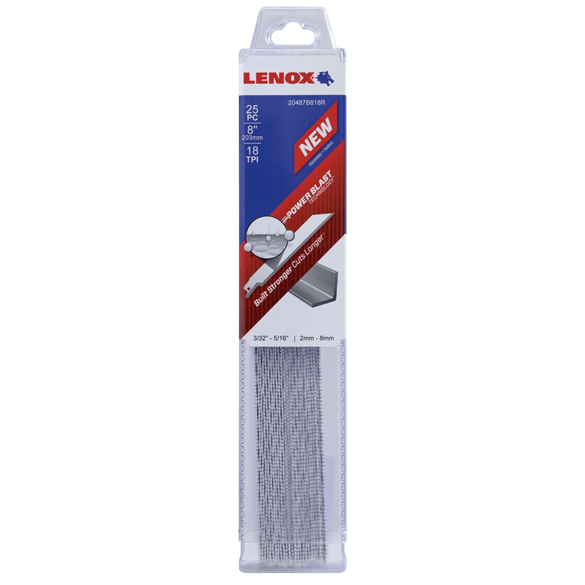LENOX Bi-Metal Cutting Reciprocating Saw Blade, 8", 18 TPI, 25/Pack