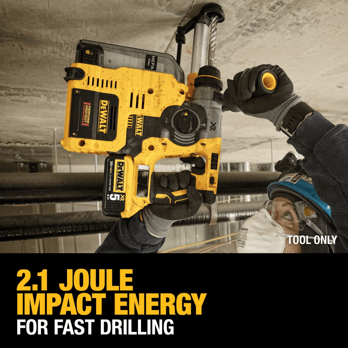 DEWALT 20V MAX Brushless Cordless SDS PLUS L-Shape Rotary Hammer, 1", Tool Only