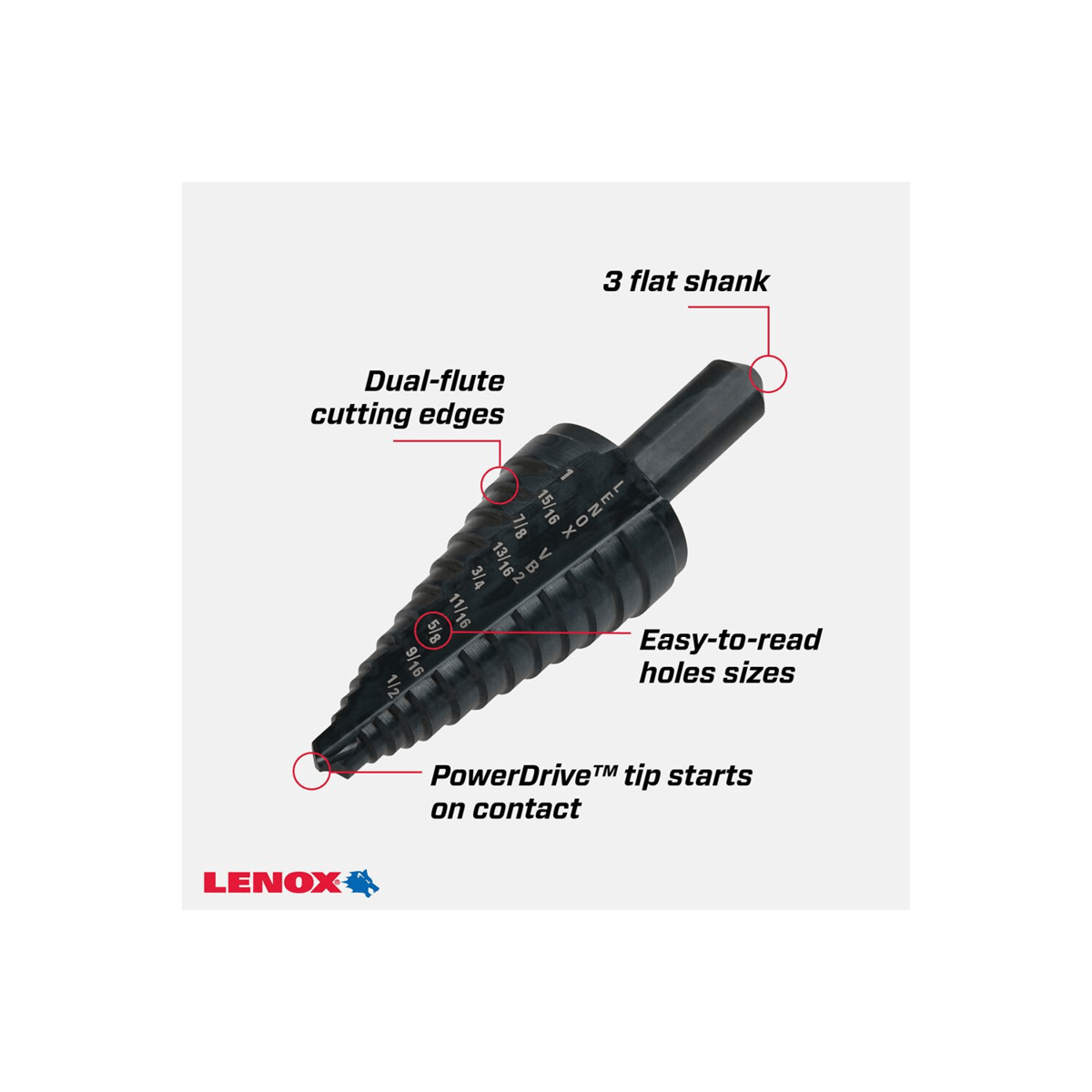 LENOX Vari-Bit VB2 Step Drill Bits, 1/2" to 1"