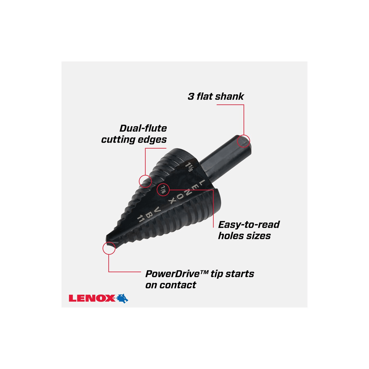 LENOX Vari-Bit VB11 Step Drill Bits, 7/8" to 1-1/8"