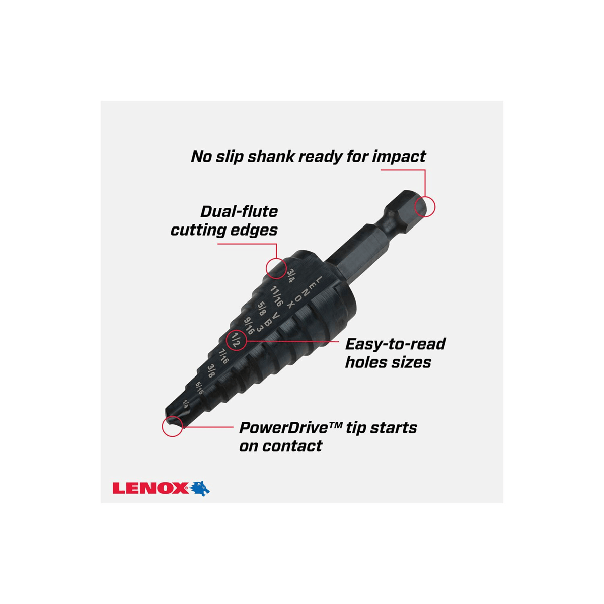 LENOX Vari-Bit VB3 Step Drill Bits, 1/4" to 3/4"