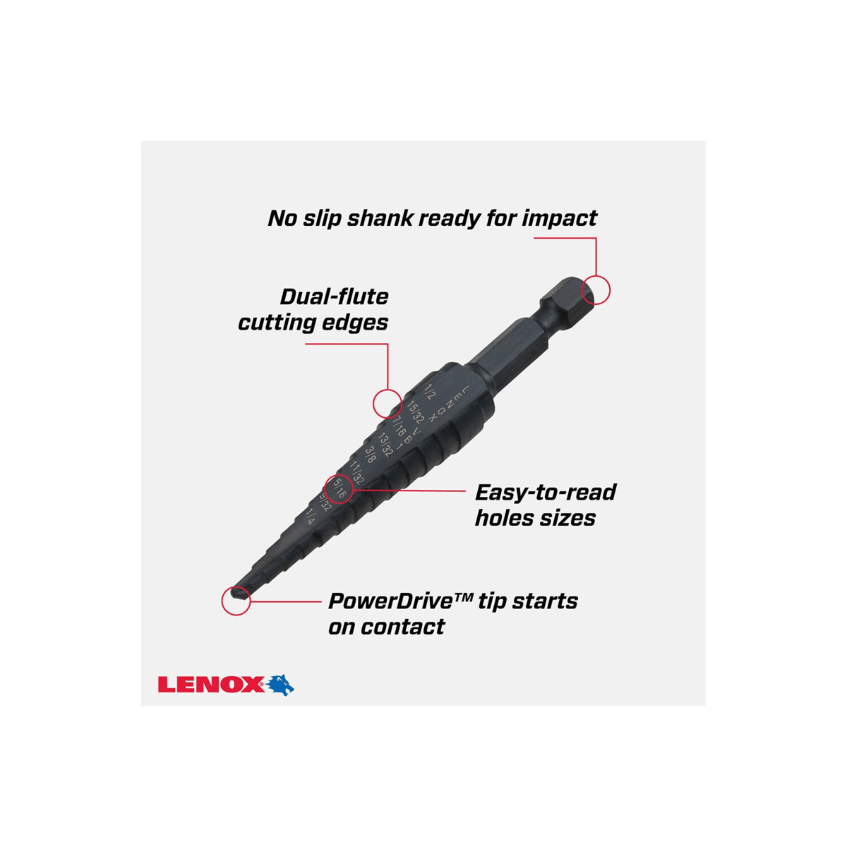 LENOX Vari-Bit VB1 Step Drill Bit, 1/8" to 1/2"