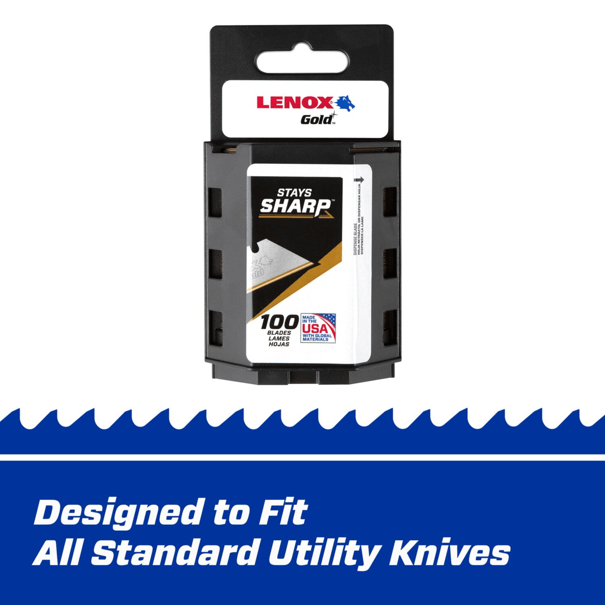 LENOX GOLD Utility Knife Blades, Titanium-Coated, 100/Pack