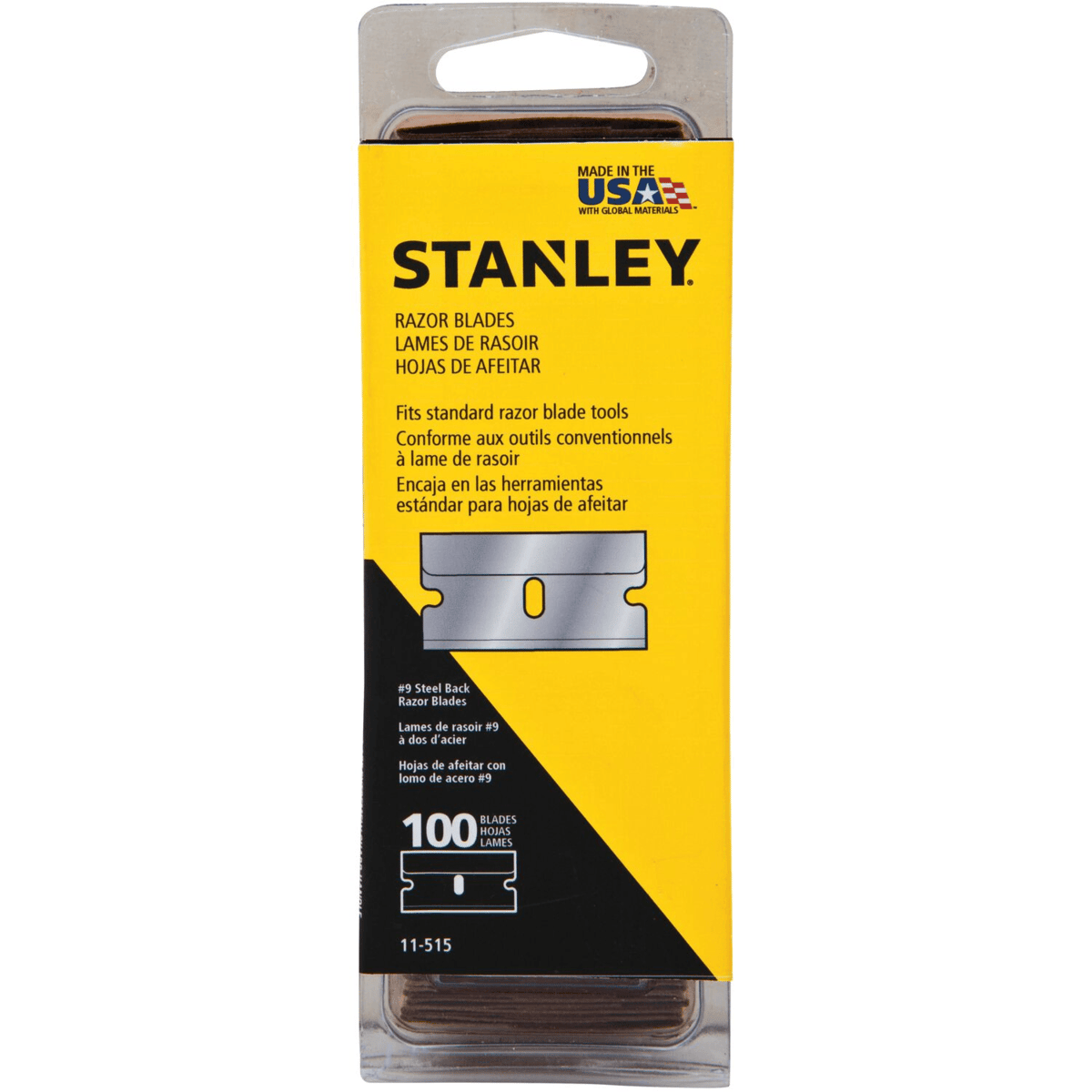 STANLEY Single Edge Razor Blades, 100/Pack
