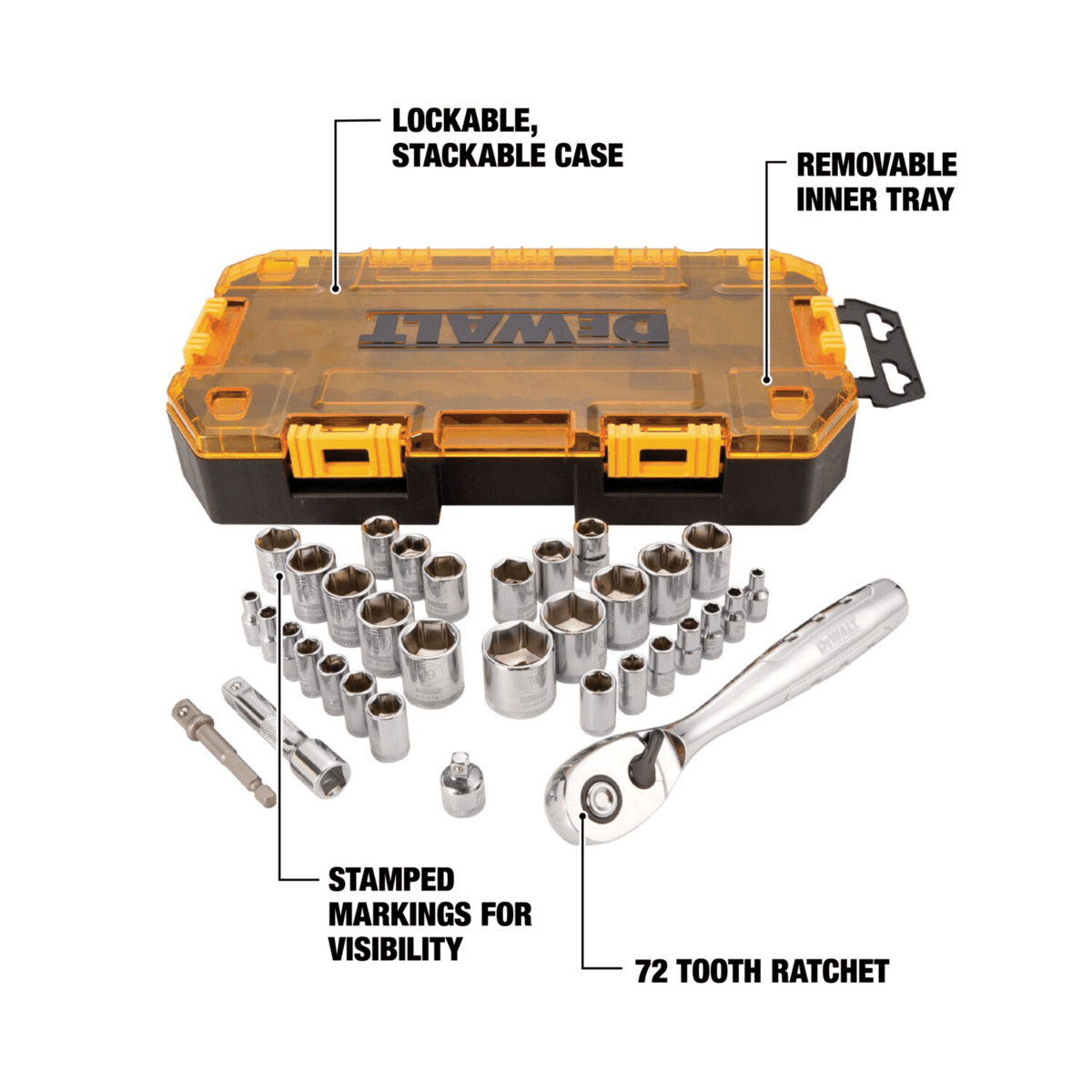 DEWALT 34-Piece 1/4" & 3/8" Drive Socket Set