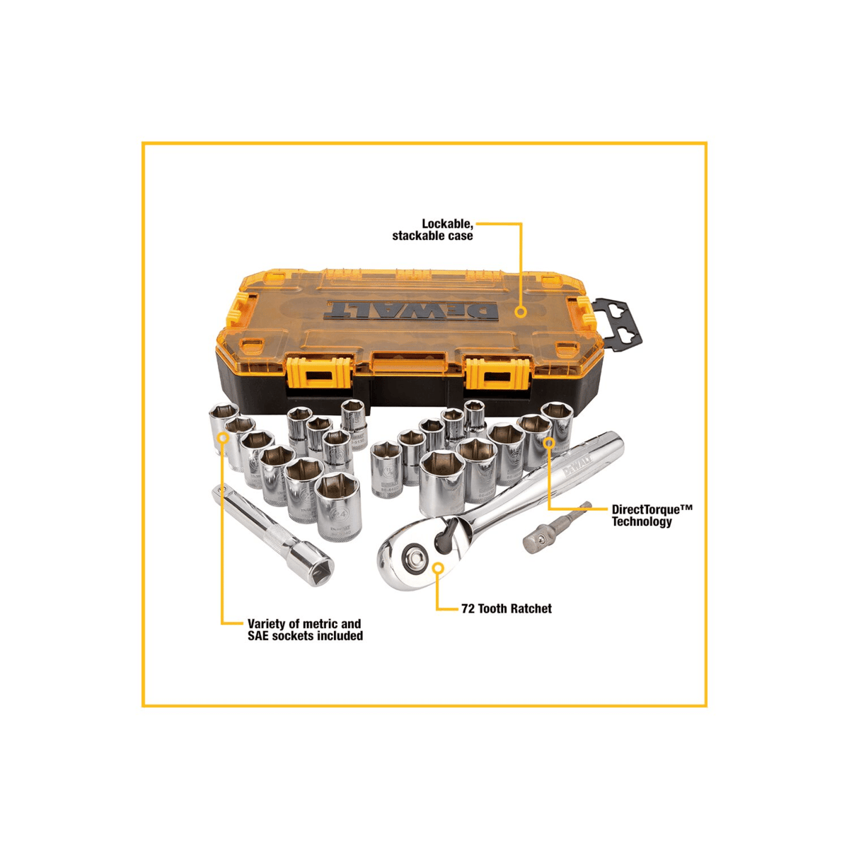 DEWALT 23-Piece 1/2" Drive Combination Socket Set