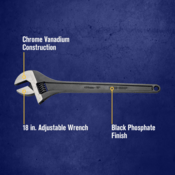IRWIN Adjustable Wrench Steel Handle, 18"