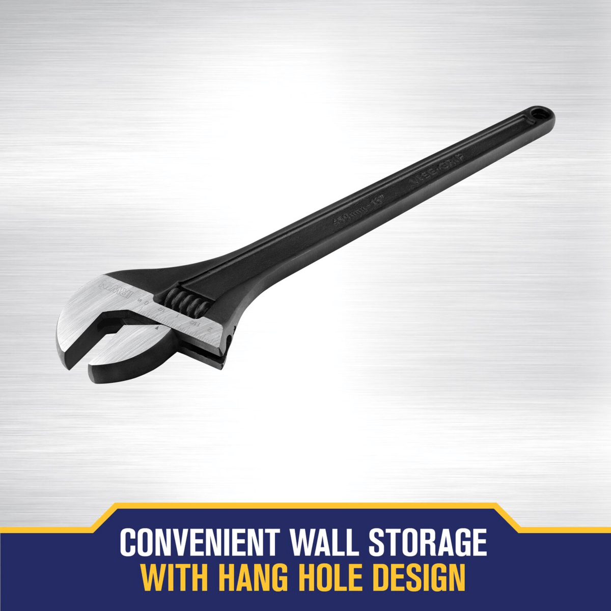 IRWIN Adjustable Wrench Steel Handle, 18"