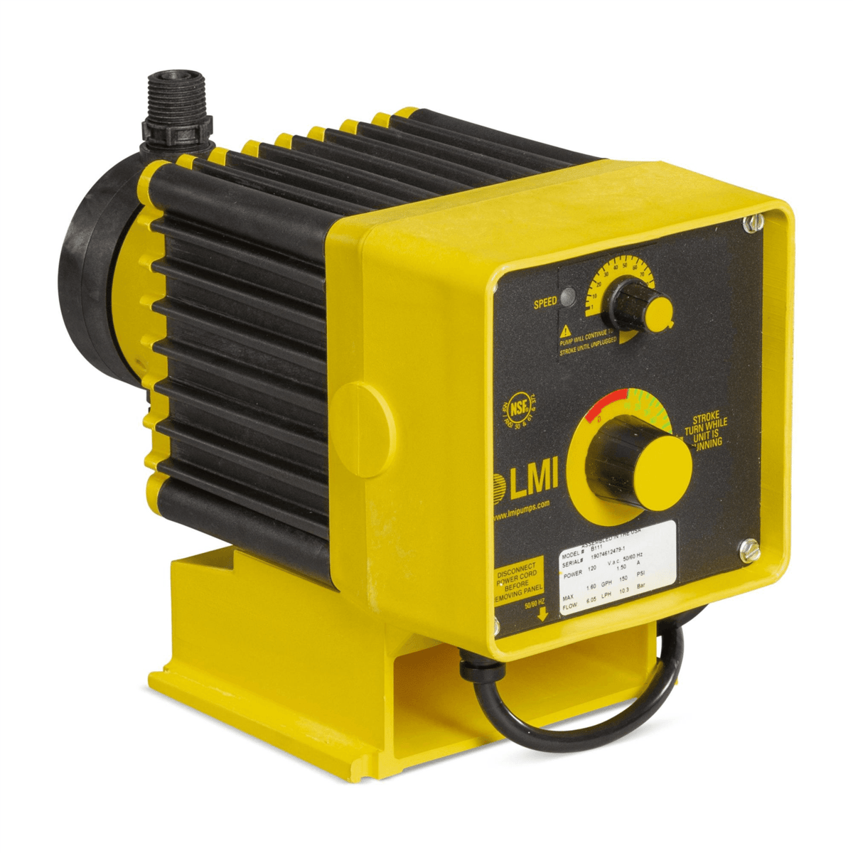LMI C1 Pump, LiquiPro Head, 60 GPD, 150 PSI, C121-469SI, Fluoride