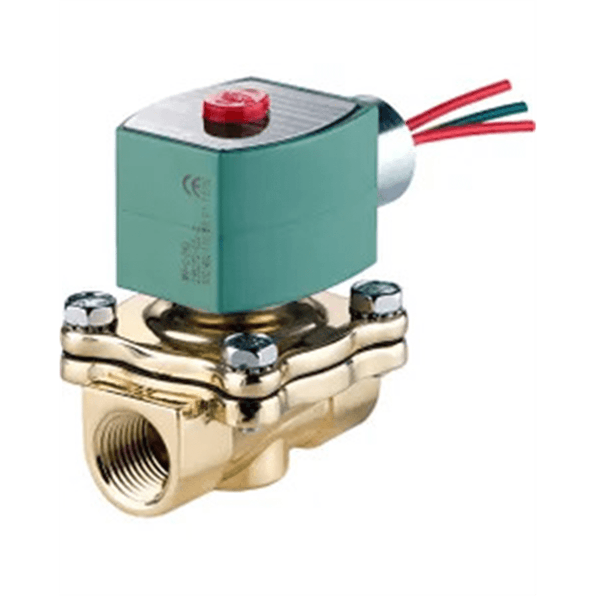 ASCO 8210-Series General Purpose Solenoid Valve, Brass, 1-1/2 IN, 2-Way, N/C, 120 VAC, 8210G022