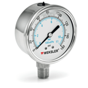 Weksler Liquid Filled Gauge, 60 psi, 2-1/2", SScase/tube/socket, 1/4" NPT M BY42YPE4LW