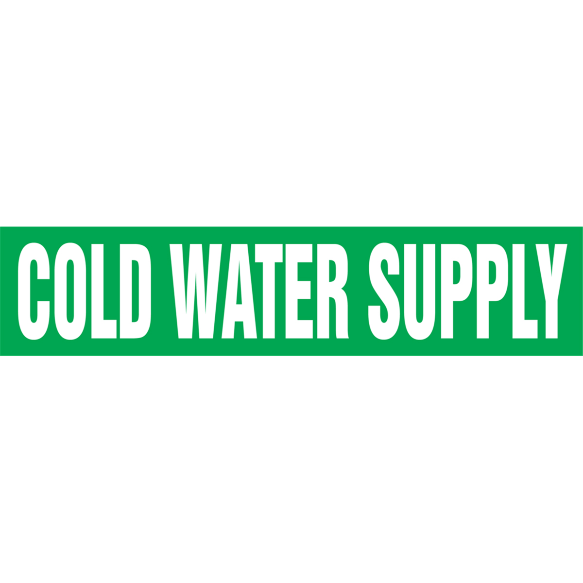 Self Stick Pipe Marker - Cold Water Supply, Outside Dia. 8" - 10" Wht/Grn, Vinyl, 4 X 24, RPK223SSH