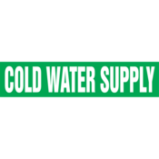 Self Stick Pipe Marker - Cold Water Supply, Outside Dia. 8" - 10" Wht/Grn, Vinyl, 4 X 24, RPK223SSH