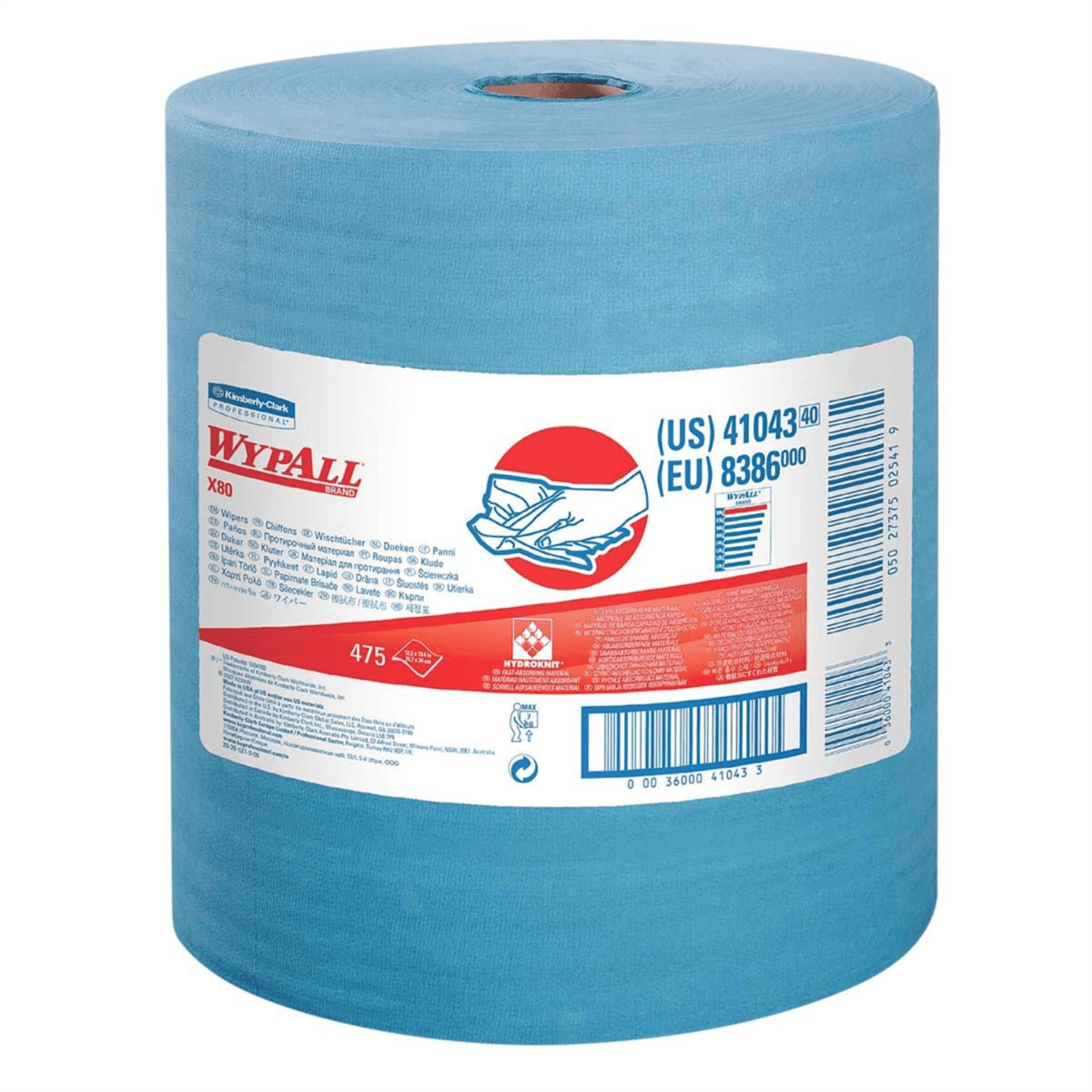 Kimberly-Clark Wypall X80 Wiper, 13.4" x 12.5", Blue-Jumbo, KCP-41043