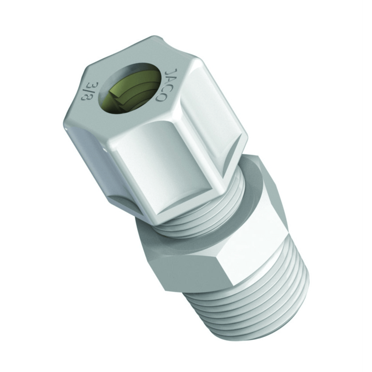Jaco Plastic Tube Fitting, Male Connector, PP, 1/2" Tube x 1/2"NPT(M), 10-8-8-P-PG, Pack of 10