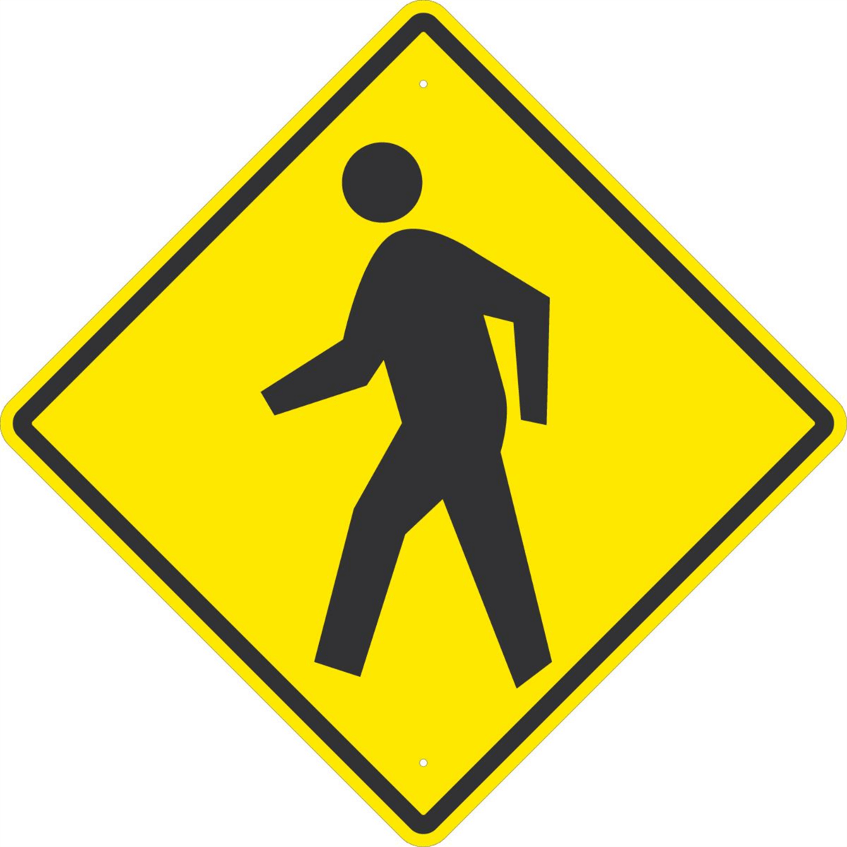 Accuform Traffic Sign, (Pedestrian Crossing Symbol), 30" X 30", Engineer Grade Reflective Aluminum, FRW527RA