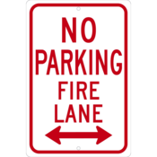 Accuform Parking Sign, No Parking Fire Lane (Double Arrow), 18" X 12", Eng Grade Reflective Alum, FRP127RA