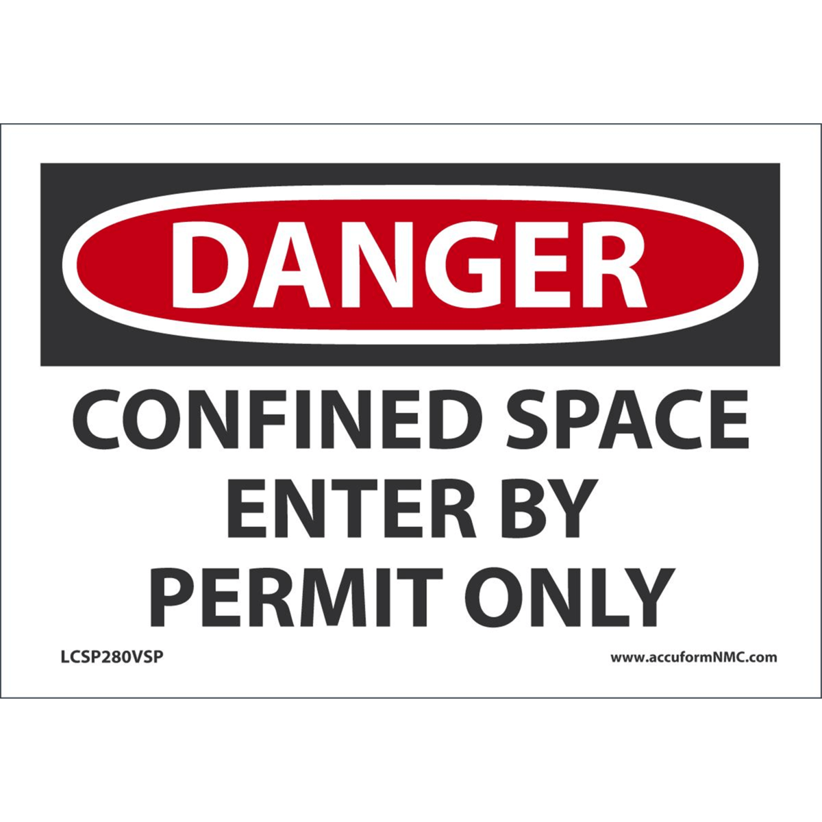 Accuform Safety Labels, Danger-Confined By Permit Only, Mat'L-Uom: Adh. Vinyl-5 Pk, 3 1/2 X 5, LCSP280VSP