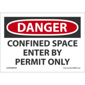 Accuform Safety Labels, Danger-Confined By Permit Only, Mat'L-Uom: Adh. Vinyl-5 Pk, 3 1/2 X 5, LCSP280VSP