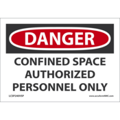 Accuform Safety Labels, Danger-Confined Space Auth. Pers., Mat'L-Uom:Adh Vinyl-5 Pk, 3 1/2 X 5, LCSP240VSP
