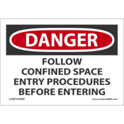 Accuform Safety Labels, Danger-Follow Entry Procedures, Mat'L-Uom:Adh Vinyl-5 Pk, 3 1/2 X 5, LCSP274VSP