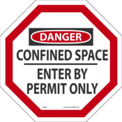 Accuform Man-Way Cross Barrier, Danger Confined Space Enter By Permit Only, 42" X 42", Plastic, CXB631