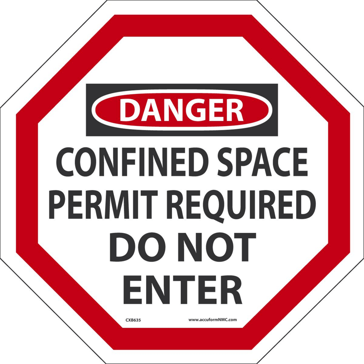 Accuform Man-Way Cross Barrier, Danger Confined Space Permit Req. Do Not Enter, 42"X42", Plastic, CXB635