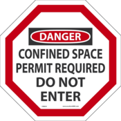 Accuform Man-Way Cross Barrier, Danger Confined Space Permit Req. Do Not Enter, 42"X42", Plastic, CXB635
