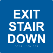 Accuform Braille Sign, Exit Stair Down, 8" X 8", Plastic, Blue, PAD901BU