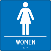 Accuform Braille Sign, Women, 8" X 8", Plastic, Blue, PAD923BU