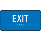 Accuform Braille Sign, Exit, 3" X 6", Plastic, Blue, PAD324BU