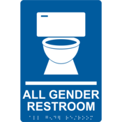 Accuform Braille Sign, All Gender Restroom, 9" X 6", Plastic, Blue, PAD121BU