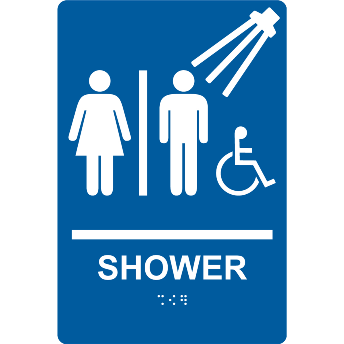 Accuform Braille Sign, Shower, 9" X 6", Plastic, Blue, PAD123BU