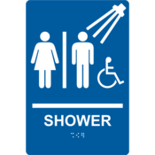 Accuform Braille Sign, Shower, 9" X 6", Plastic, Blue, PAD123BU
