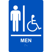 Accuform Braille Sign, Men, 9" X 6", Plastic, Blue, PAD107BU