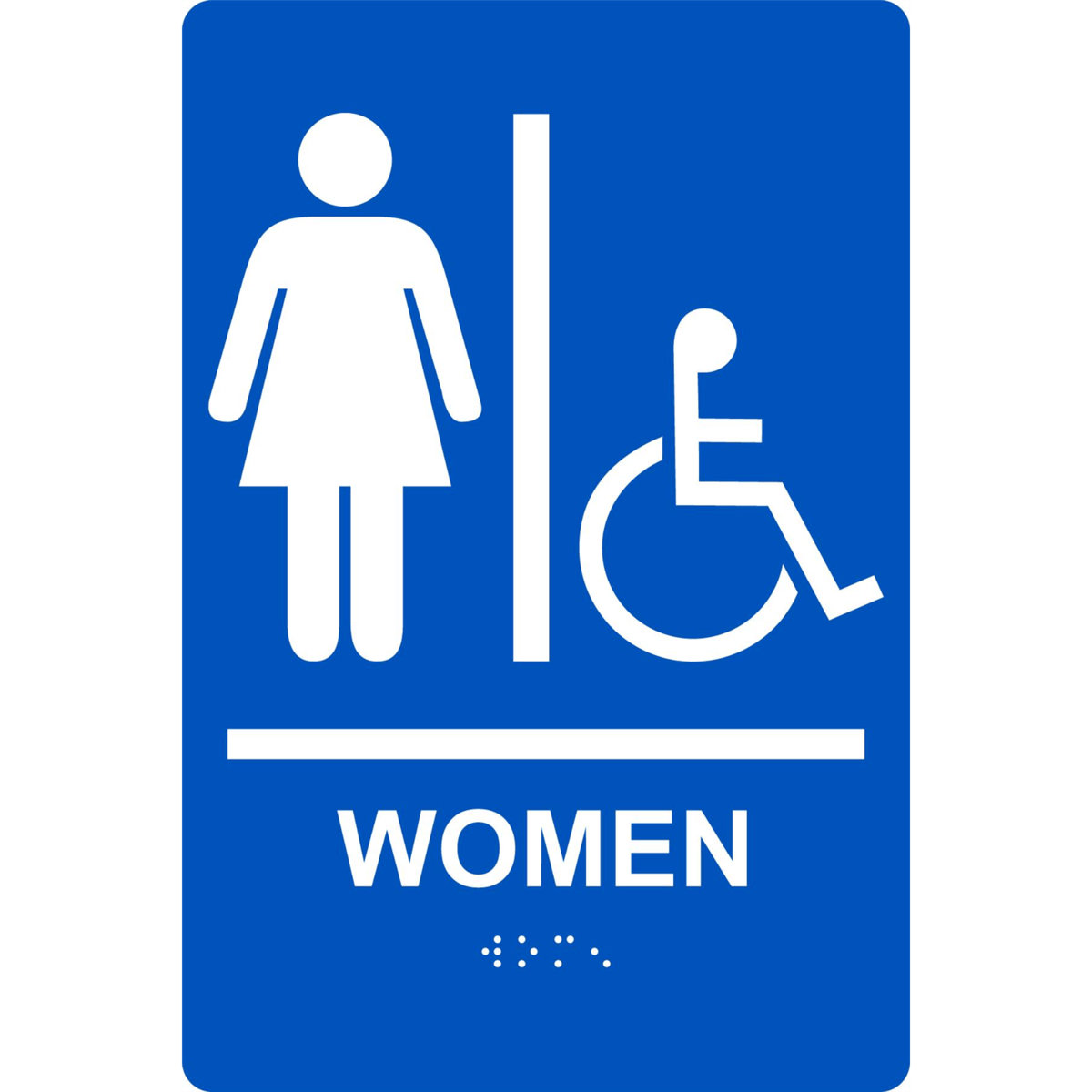 Accuform Braille Sign, Women, 9" X 6", Plastic, Blue, PAD110BU