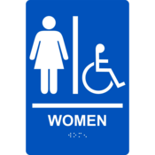 Accuform Braille Sign, Women, 9" X 6", Plastic, Blue, PAD110BU