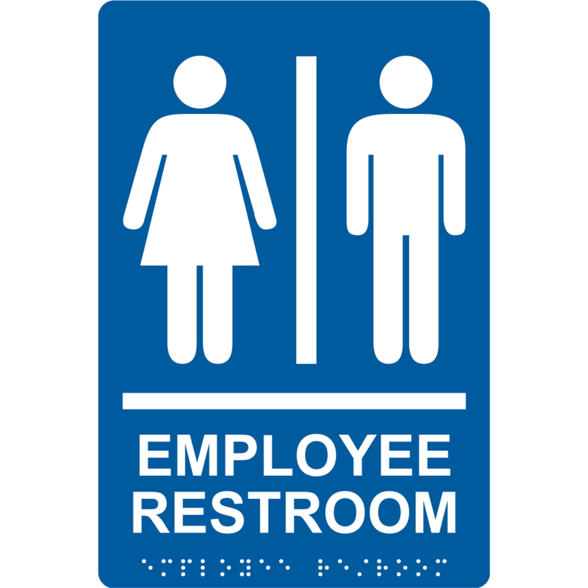 Accuform Braille Sign, Employee Restroom, 9" X 6", Plastic, Blue, PAD127BU