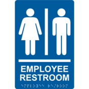Accuform Braille Sign, Employee Restroom, 9" X 6", Plastic, Blue, PAD127BU
