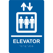 Accuform Braille Sign, Elevator, 9" X 6", Plastic, Blue, PAD128BU